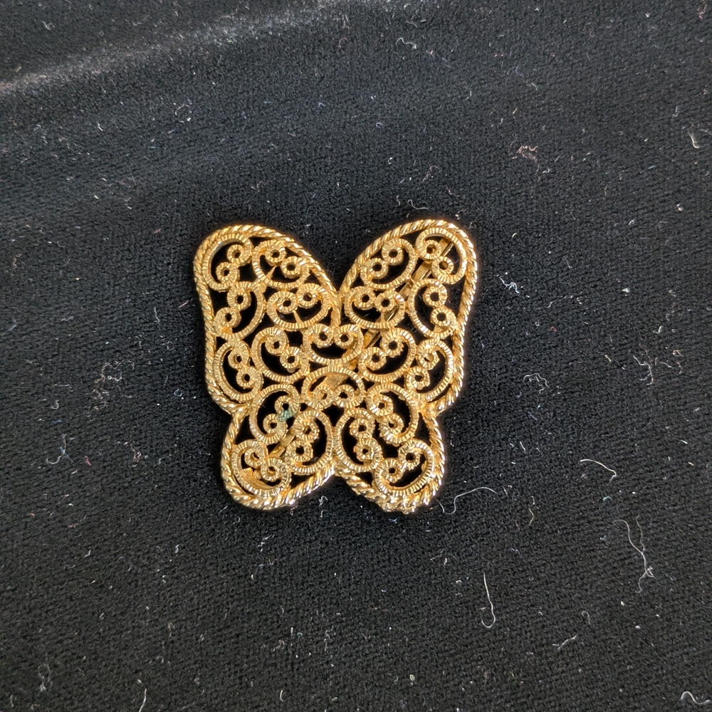 Vintage Gold Filigree Butterfly Bobbypin